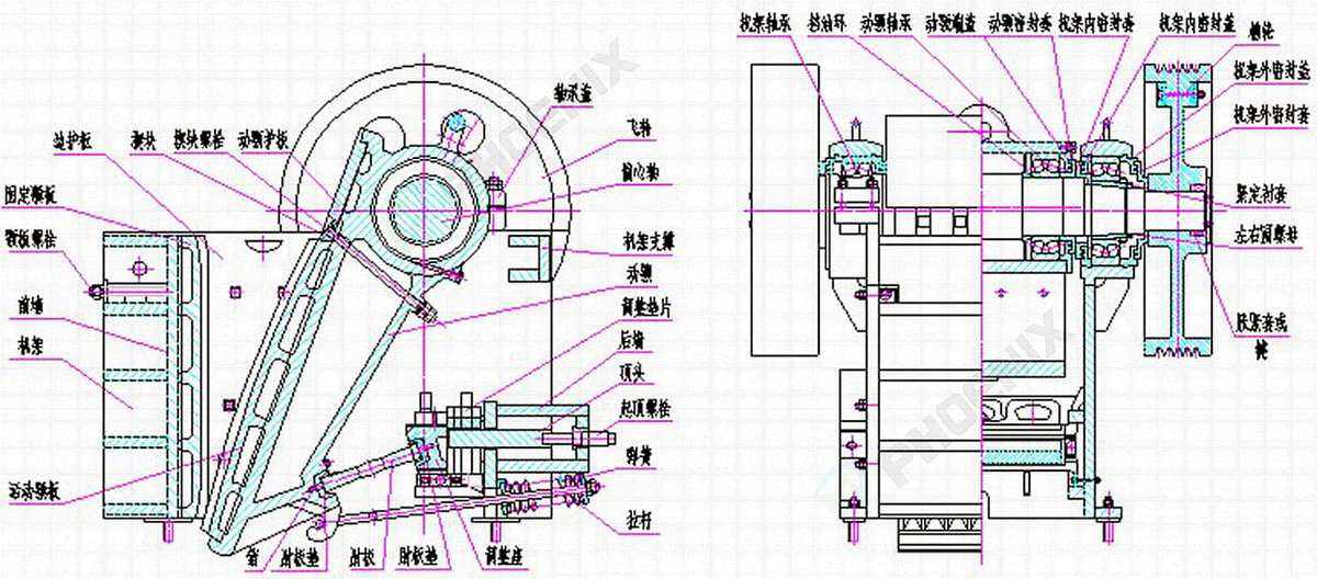 PE600*900颚式破碎机结构图